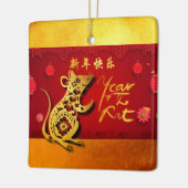 Niedliches, in Papierform geschnittenes Ratten Jah Keramikornament (Links)