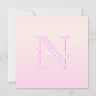 Niedliches individuell anpassbares Monogramm   Pea Mitteilungskarte