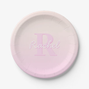 Niedliches individuell anpassbares Monogramm   Pea Pappteller