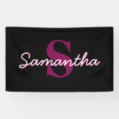 Niedliches individuell anpassbares rosa und schwar banner (Horizontal)