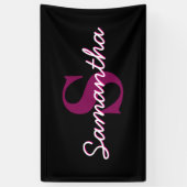 Niedliches individuell anpassbares rosa und schwar banner (Vertikal)