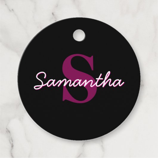 Niedliches individuell anpassbares rosa und schwar geschenkanhänger (Vorderseite)