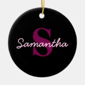 Niedliches individuell anpassbares rosa und schwar keramik ornament (Vorne)