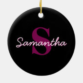 Niedliches individuell anpassbares rosa und schwar keramik ornament (Hinten)