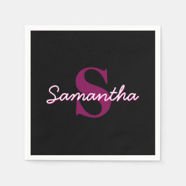 Niedliches individuell anpassbares rosa und schwar serviette