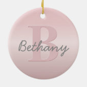 Niedliches individuell anpassbares rosafarbenes Mo Keramik Ornament (Hinten)