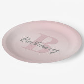 Niedliches individuell anpassbares rosafarbenes Mo Pappteller (Schrägansicht)