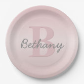 Niedliches individuell anpassbares rosafarbenes Mo Pappteller (Vorderseite)