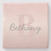 Niedliches individuell anpassbares rosafarbenes Mo Steinuntersetzer (Vorderseite)