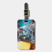 Niedliches individuelle Name-Skript für , flauschi Gepäckanhänger (Vorderseite vertikal)