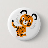 Niedliches inquisitives Cartoon Tiger Button Abzei (Vorderseite)