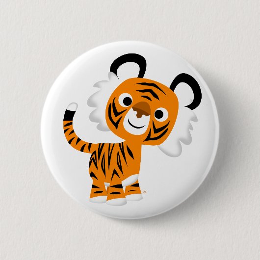Niedliches inquisitives Cartoon Tiger Button Abzei (Vorderseite)