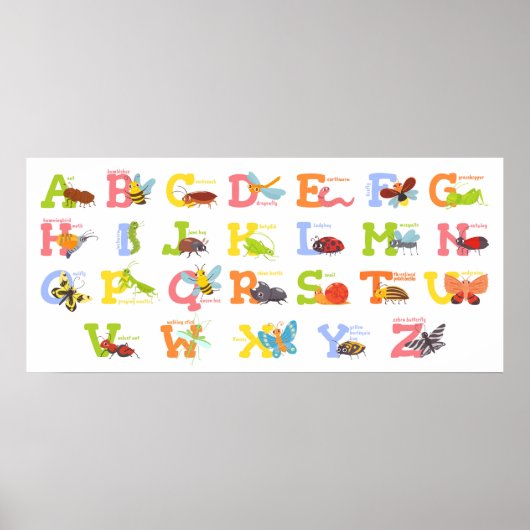 Niedliches Insekt Alphabet Poster (Vorne)