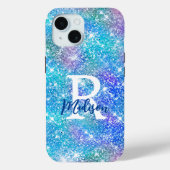 Niedliches Iridescent unicorblau pink Glitzer Mono Case-Mate iPhone Hülle (Rückseite)