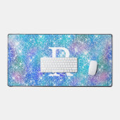 Niedliches Iridescent unicorblau pink Glitzer Mono Schreibtischunterlage (Tastatur & Maus)