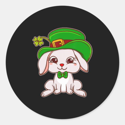 Niedliches irisches Bunny Dressed für St Patrick D Runder Aufkleber (Vorderseite)