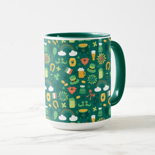 Niedliches irisches Ikonen-Muster Tasse (VorderseiteRechts)