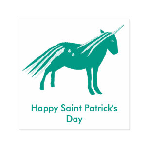 Niedliches Irish Green und Gold Unicorn Custom Permastempel