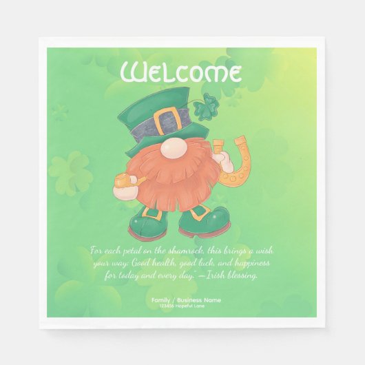 Niedliches Irish St. Patrick's Day Gnome Serviette (Vorderseite)
