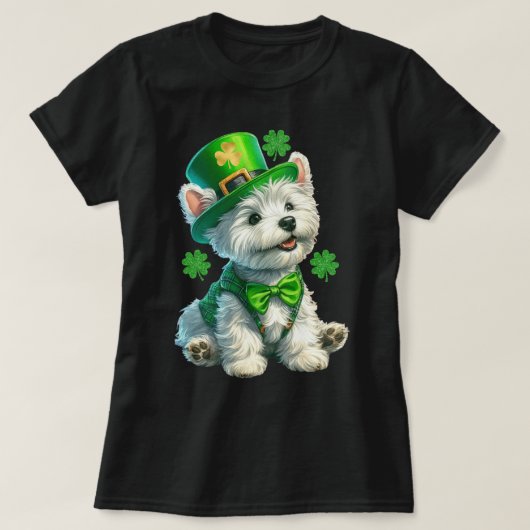 Niedliches Irishthemed West Highland White Terrier T-Shirt (Design vorne)