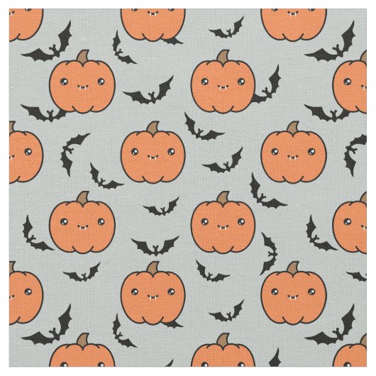 Niedliches Jack-O-Lantern-Pumpkins- und Flechtmust Stoff (Nahaufnahme)