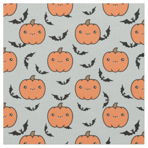 Niedliches Jack-O-Lantern-Pumpkins- und Fledermaus Stoff