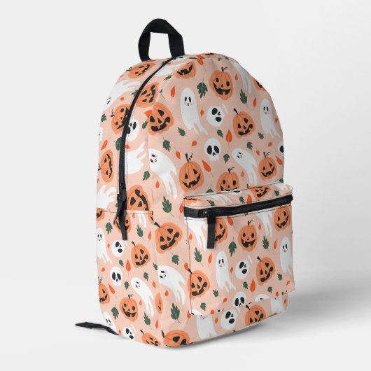 Niedliches Jack-O-Lantern- und Ghost-Muster Bedruckter Rucksack (Rückseitige Ecke links)