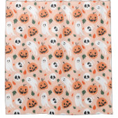 Niedliches Jack-O-Lantern- und Ghost-Muster Duschvorhang (Vorderseite)