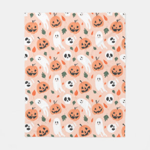 Niedliches Jack-O-Lantern- und Ghost-Muster Fleecedecke