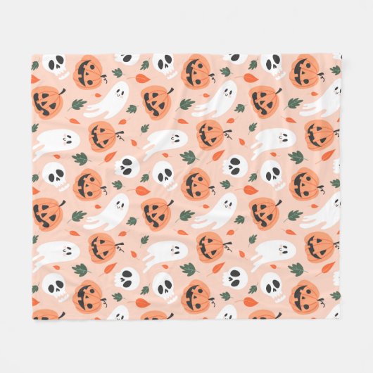 Niedliches Jack-O-Lantern- und Ghost-Muster Fleecedecke (Vorderseite (Horizontal))
