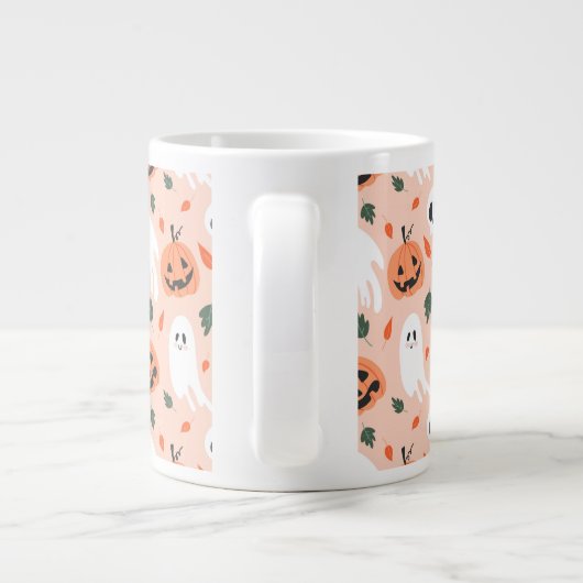 Niedliches Jack-O-Lantern- und Ghost-Muster Jumbo-Tasse (Rückseite)