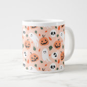 Niedliches Jack-O-Lantern- und Ghost-Muster Jumbo-Tasse (Vorderseite Rechts)