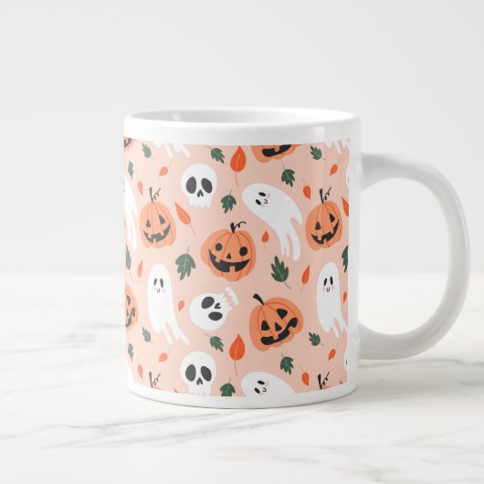 Niedliches Jack-O-Lantern- und Ghost-Muster Jumbo-Tasse (Rechts)