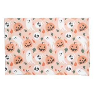 Niedliches Jack-O-Lantern- und Ghost-Muster Kissenbezug