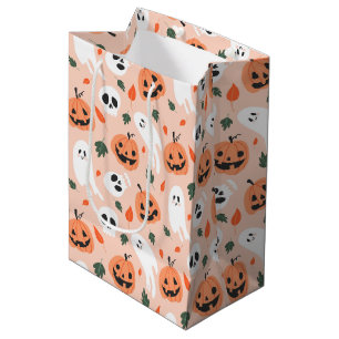 Niedliches Jack-O-Lantern- und Ghost-Muster Mittlere Geschenktüte