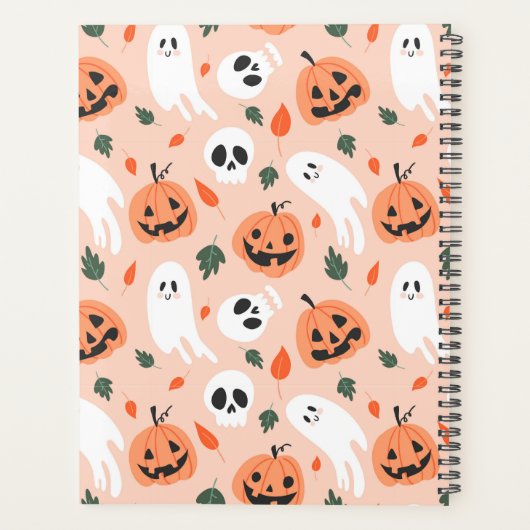 Niedliches Jack-O-Lantern- und Ghost-Muster Planer (Rückseite)