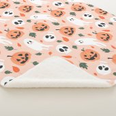 Niedliches Jack-O-Lantern- und Ghost-Muster Sherpadecke (3/4)