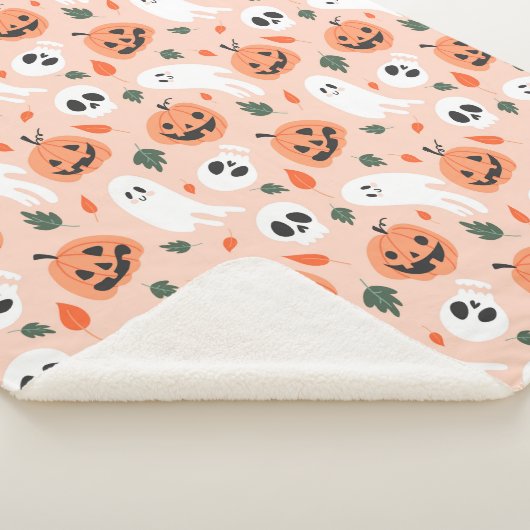Niedliches Jack-O-Lantern- und Ghost-Muster Sherpadecke (3/4)