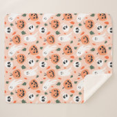 Niedliches Jack-O-Lantern- und Ghost-Muster Sherpadecke (Vorderseite (Horizontal))