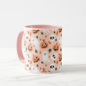 Niedliches Jack-O-Lantern- und Ghost-Muster Tasse (Vorderseite Links)