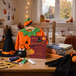 Niedliches Jack-o''Lantern & KostümParty Einladung