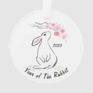 Niedliches Jahr der Blume des Kaninchens 2023 Ornament