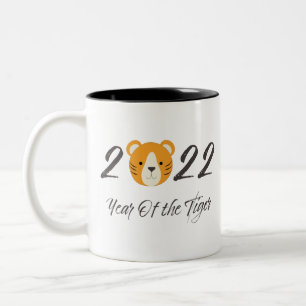 Niedliches Jahr des Tigers 2022 Zweifarbige Tasse