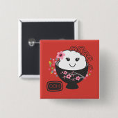 Niedliches japanisches Essen Button (Vorne & Hinten)