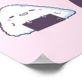 Niedliches japanisches Essen Onigiri Doodles Funny Poster (Ecke)