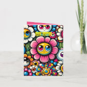 niedliches japanisches Floral mit Gesichtern mit B Einladung (Rückseite)