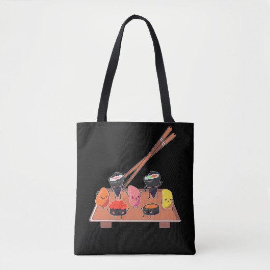 Niedliches japanisches Food Happy Dancing Sushi Tasche (Vorderseite)