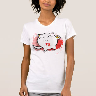 niedliches japanisches glückliches Katzent-shirt T-Shirt