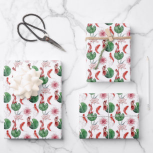 niedliches japanisches Koi-Party gefliest Geschenkpapier Set