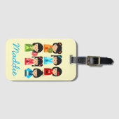 Niedliches japanisches Kokeshi-Puppsmuster Gepäckanhänger (Vorderseite (Horizontal))